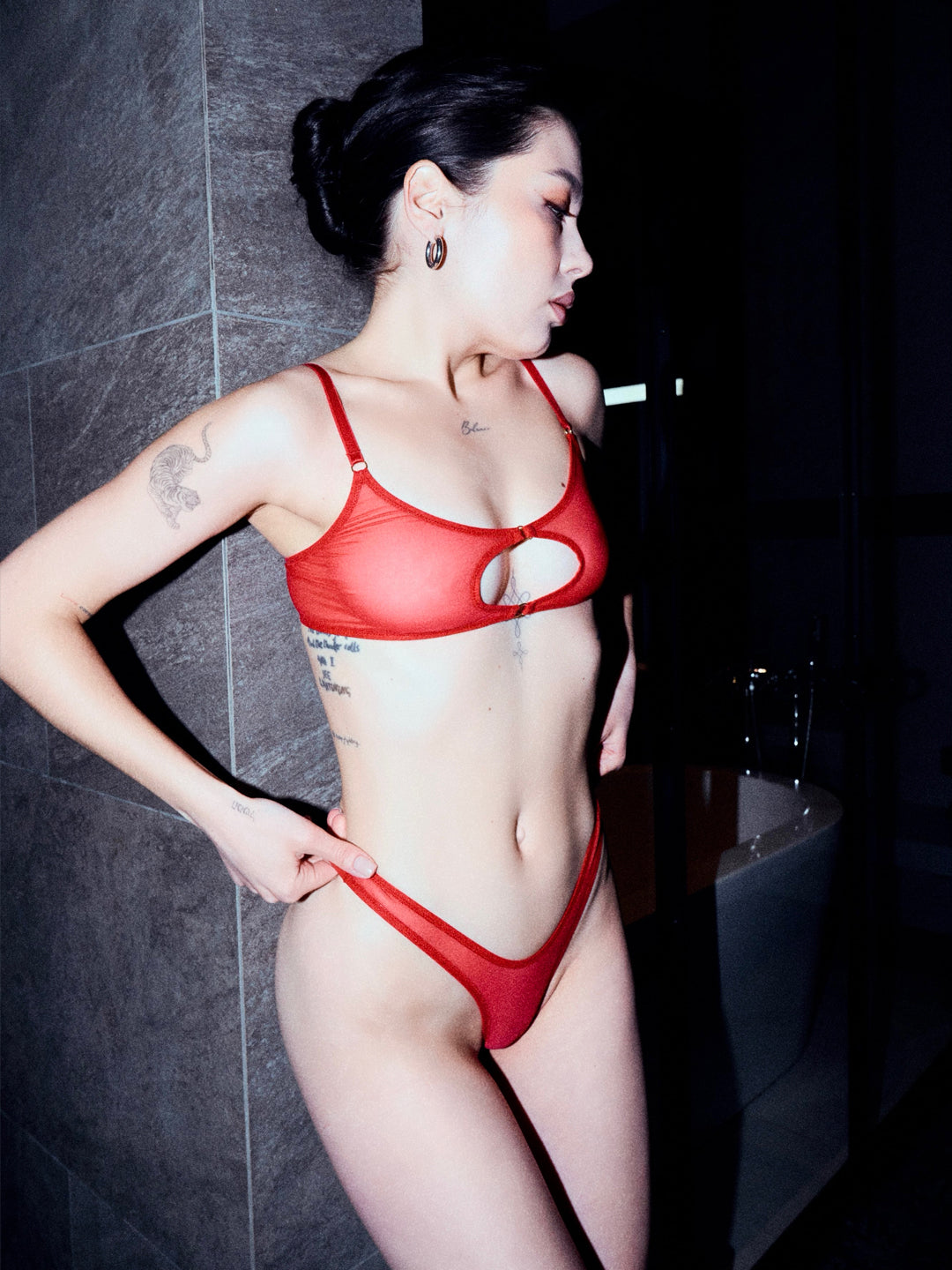 Salma Bra and Panties Lingerie Set in Red