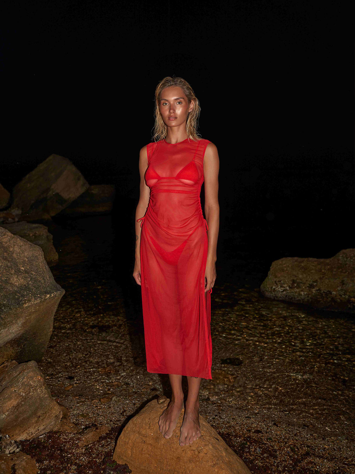 Robe en maille Era en rouge