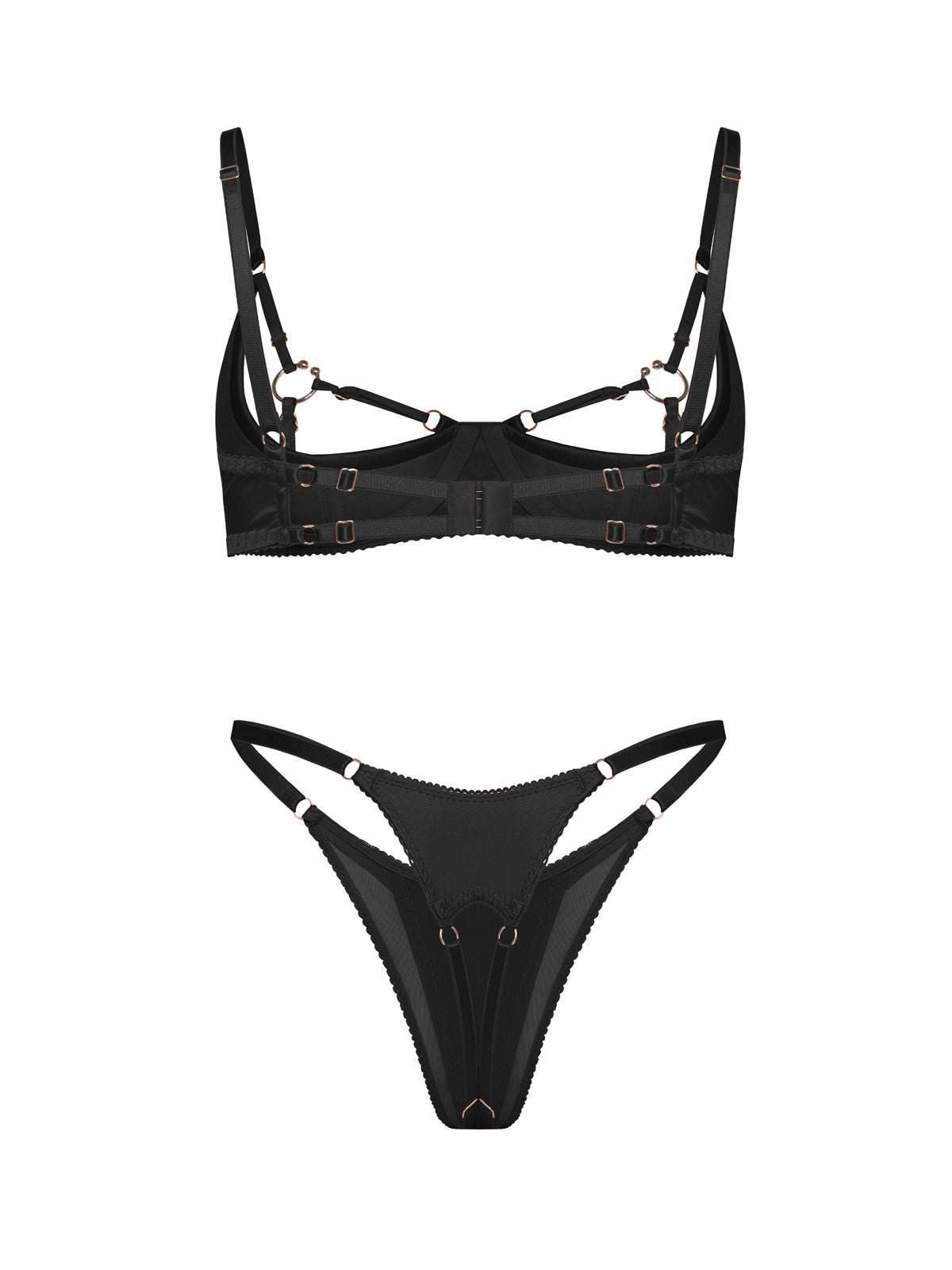 Baby Open Crotch Lingerie Set Black