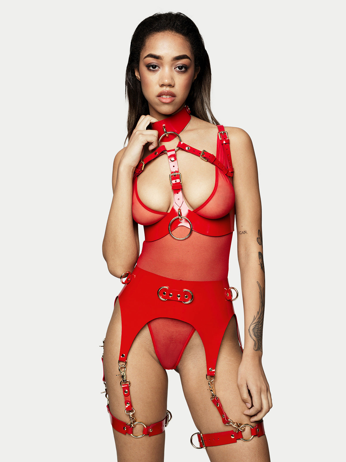 Adore Leather Harness and Garters Set