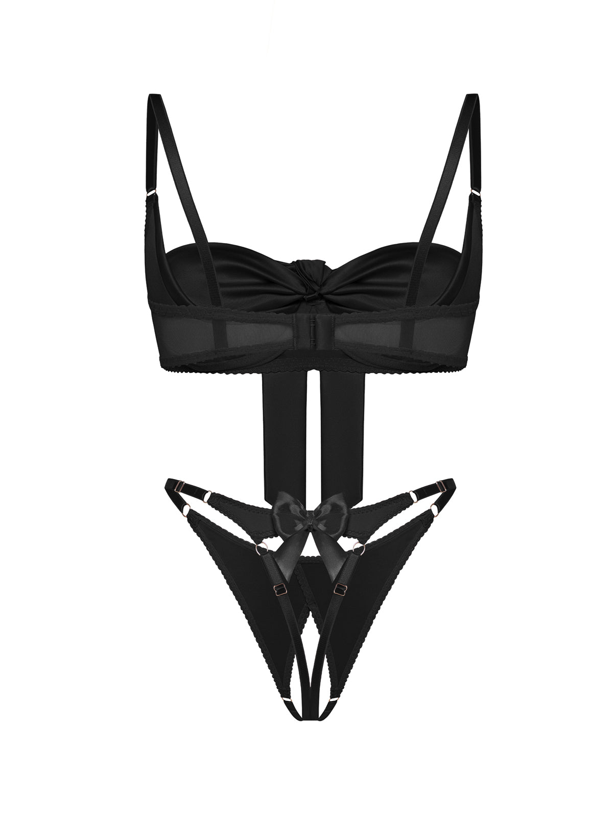 Honey Open Crotch Lingerie Set Black