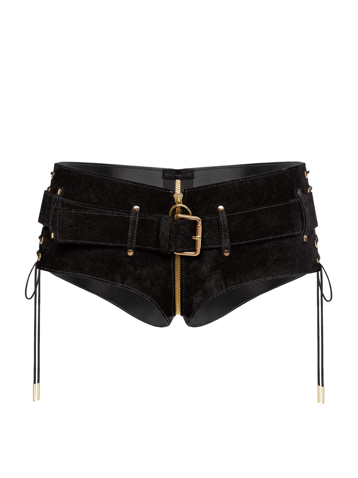 Rodeo Suede Leather Shorts in Black