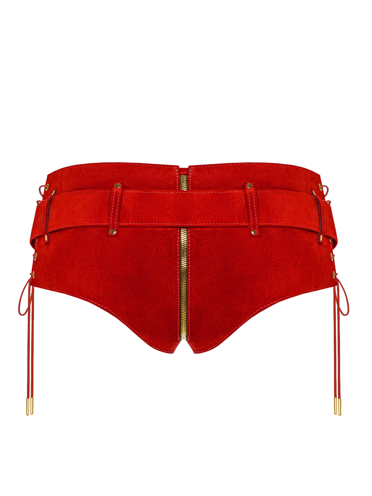 Rodeo Suede Leather Shorts in Red