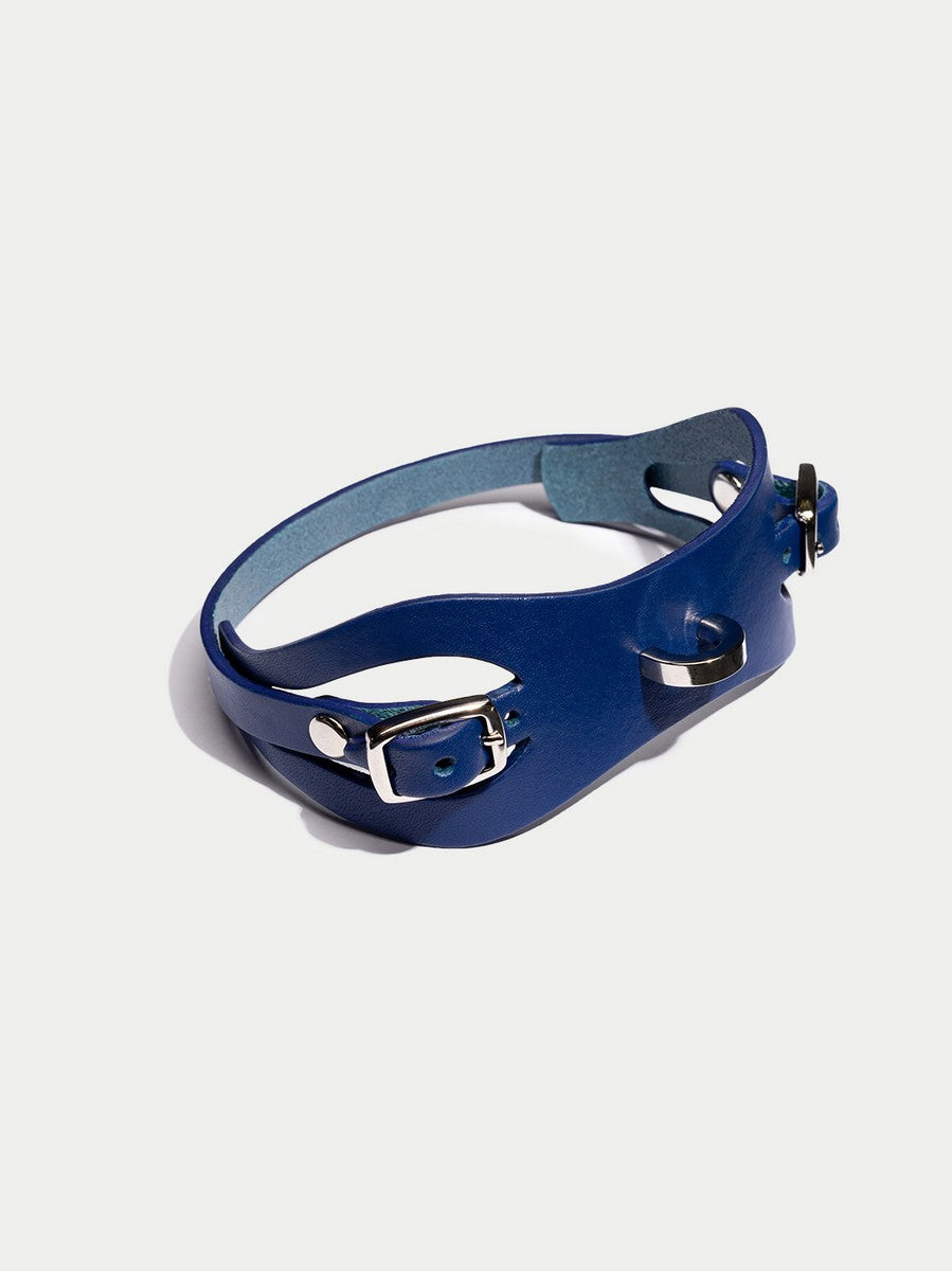 Cora Leather Choker in Dark Blue