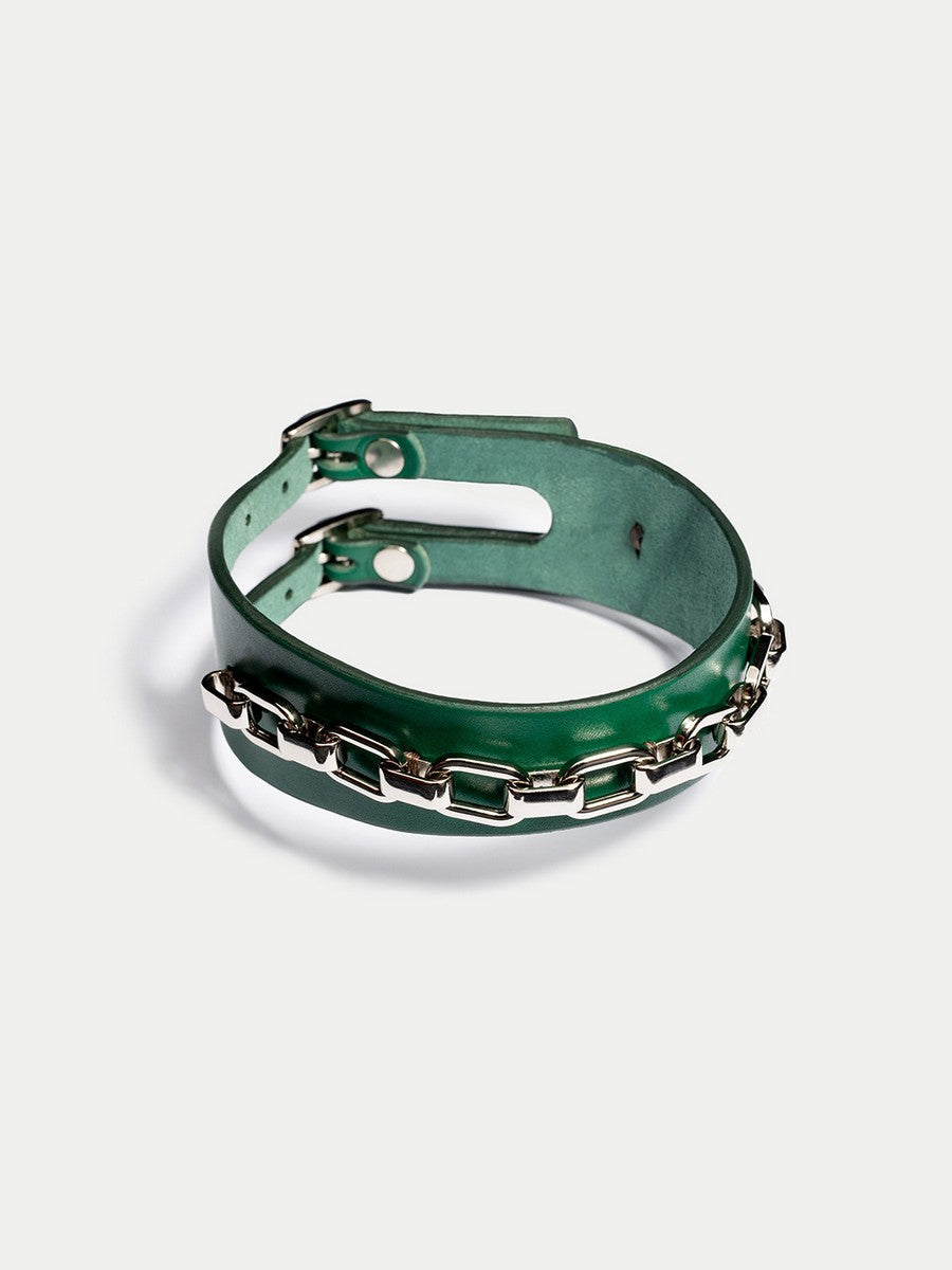 Molly Leather Choker Deep Green