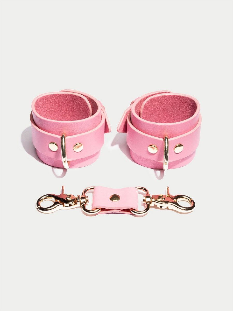 Amo Leather Cuffs in Baby Pink