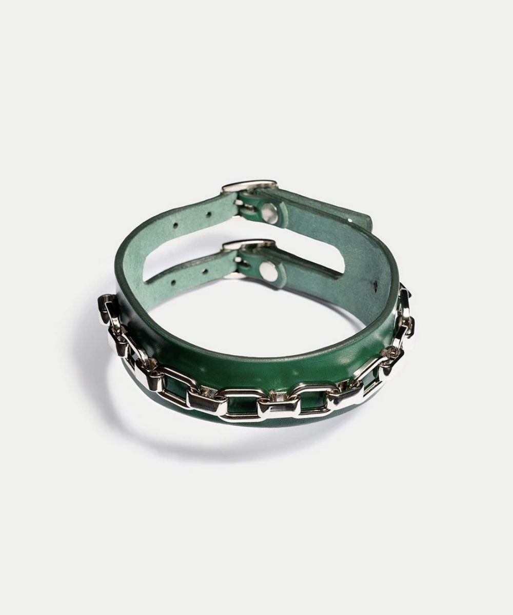 Molly Leather Choker Deep Green