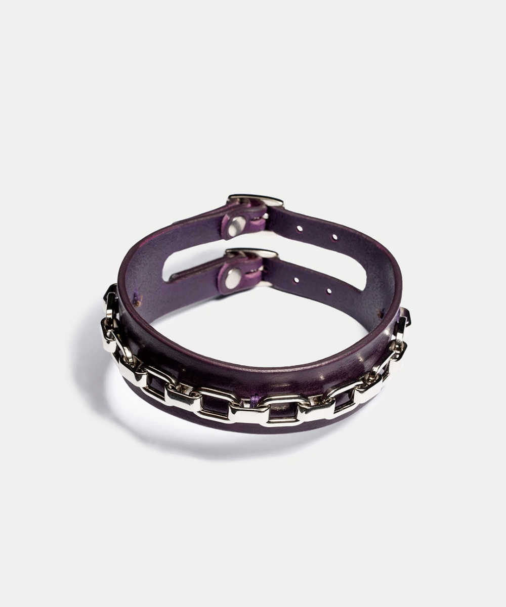 Molly Leather Choker Purple