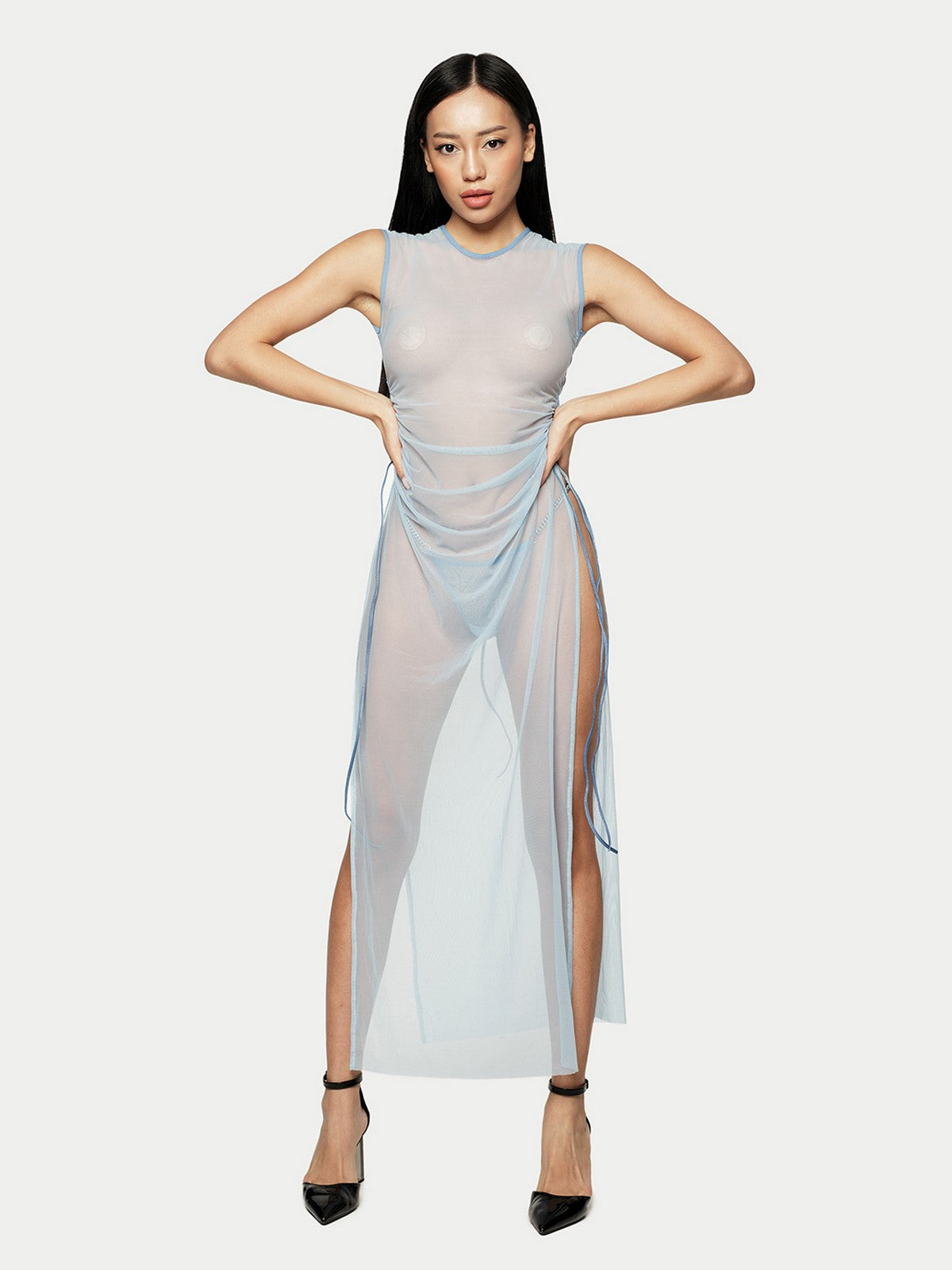 Era Mesh-Kleid in Blau