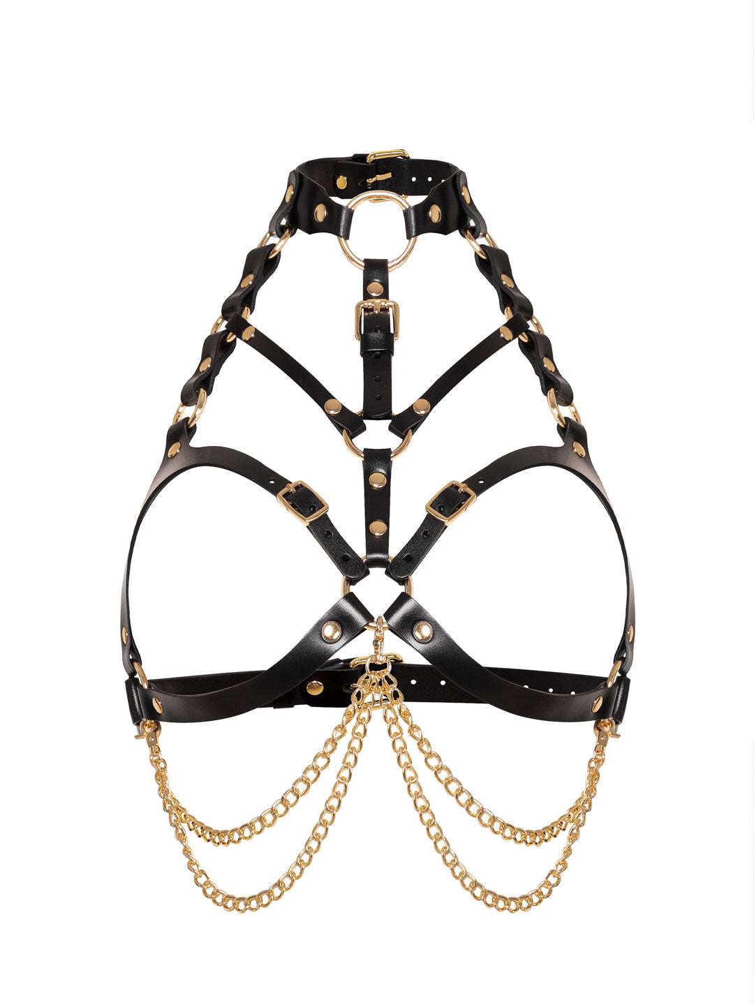 Issa Leather Bra with Chain