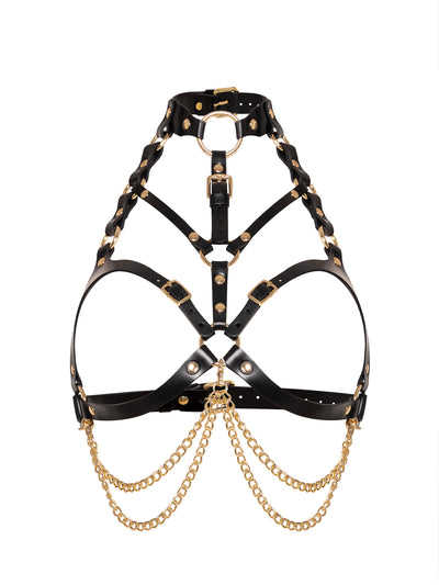 Issa Leather Bra with Chain