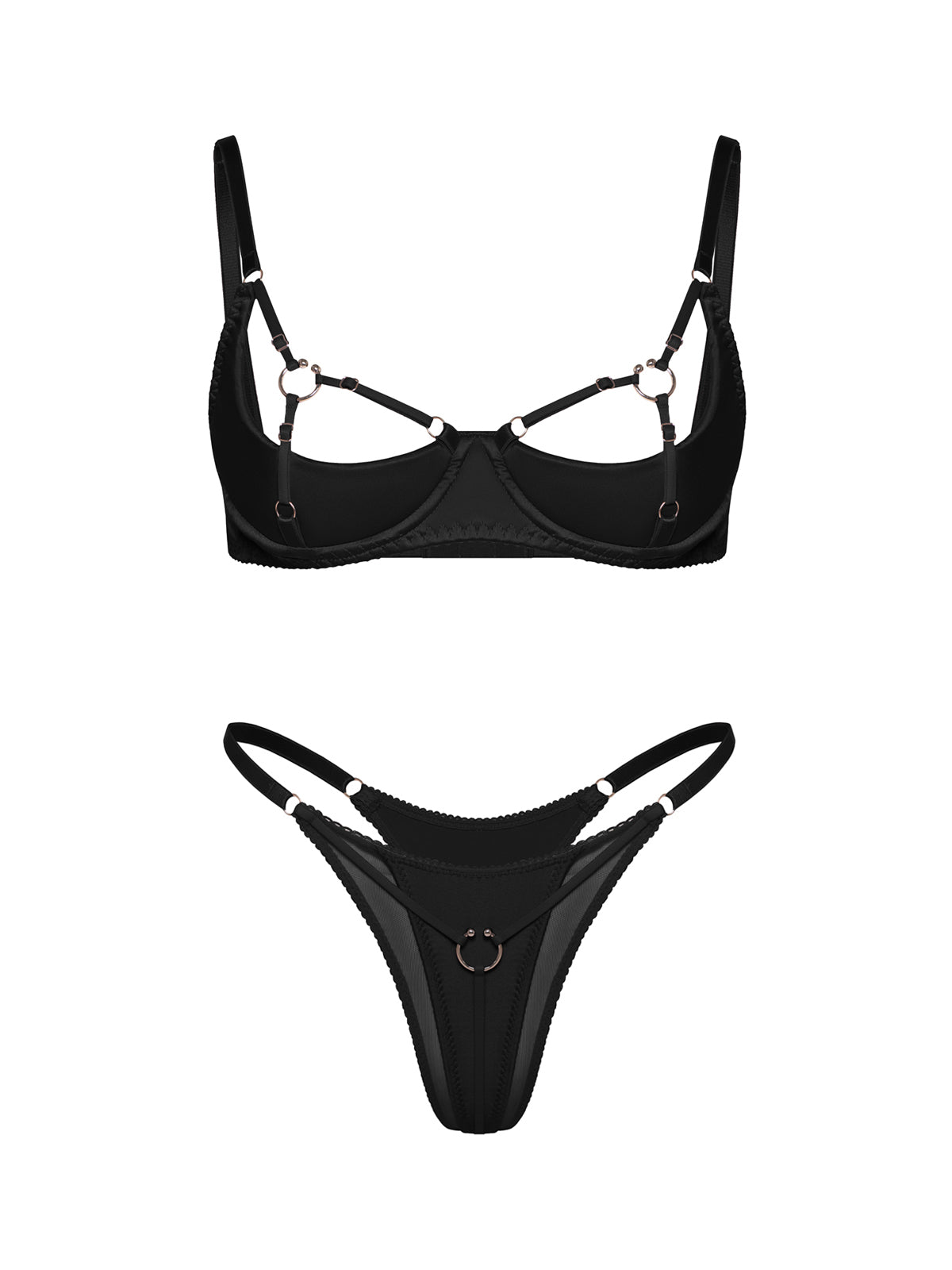 Baby Open Crotch Lingerie Set Black