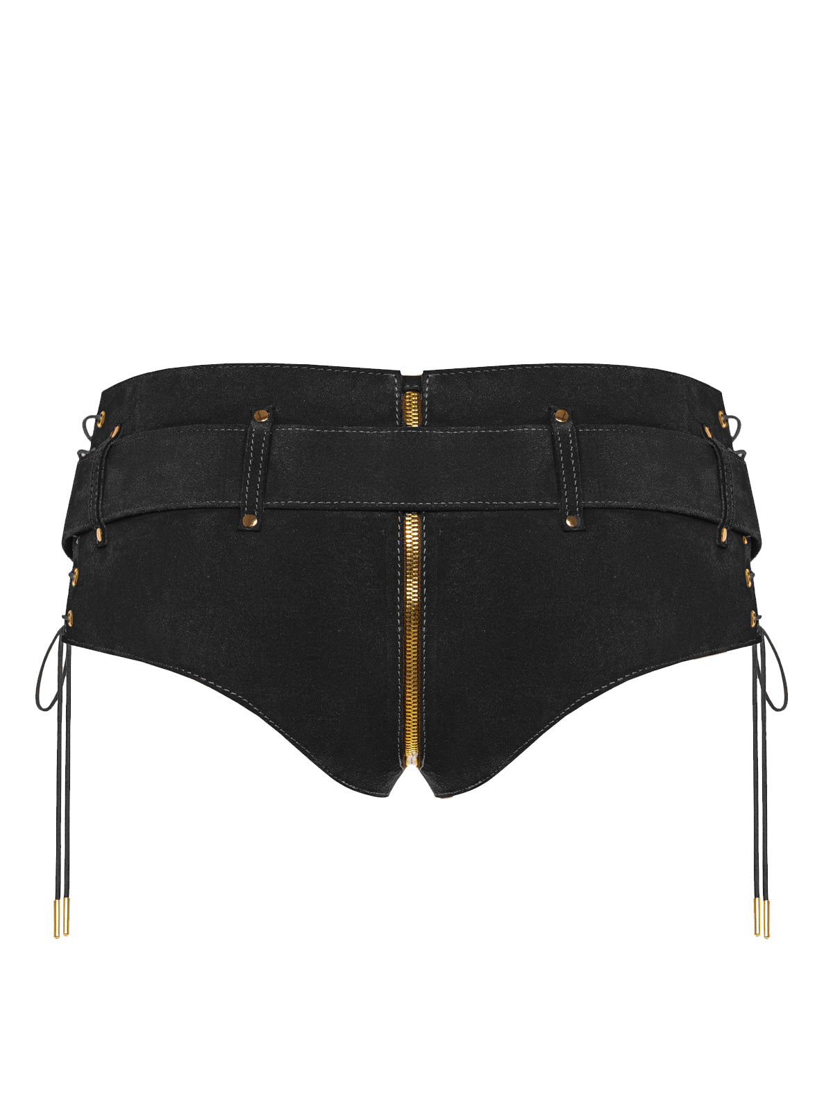 Rodeo Suede Leather Shorts in Black